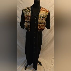 Niki & Danielle Vintage Womens Western Style Dress Size 18 Rayon Buttons